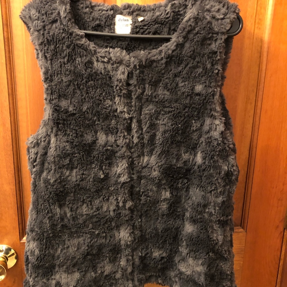 Faux fur charcoal gray vest